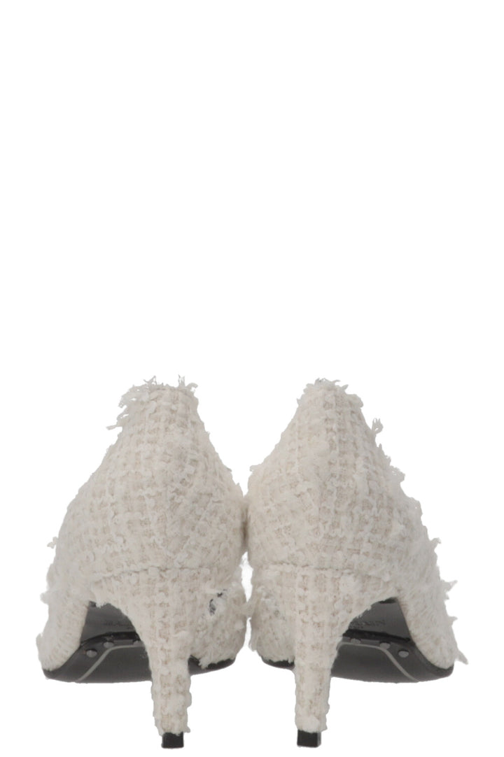 BALMAIN Julie Heels Tweed Off White