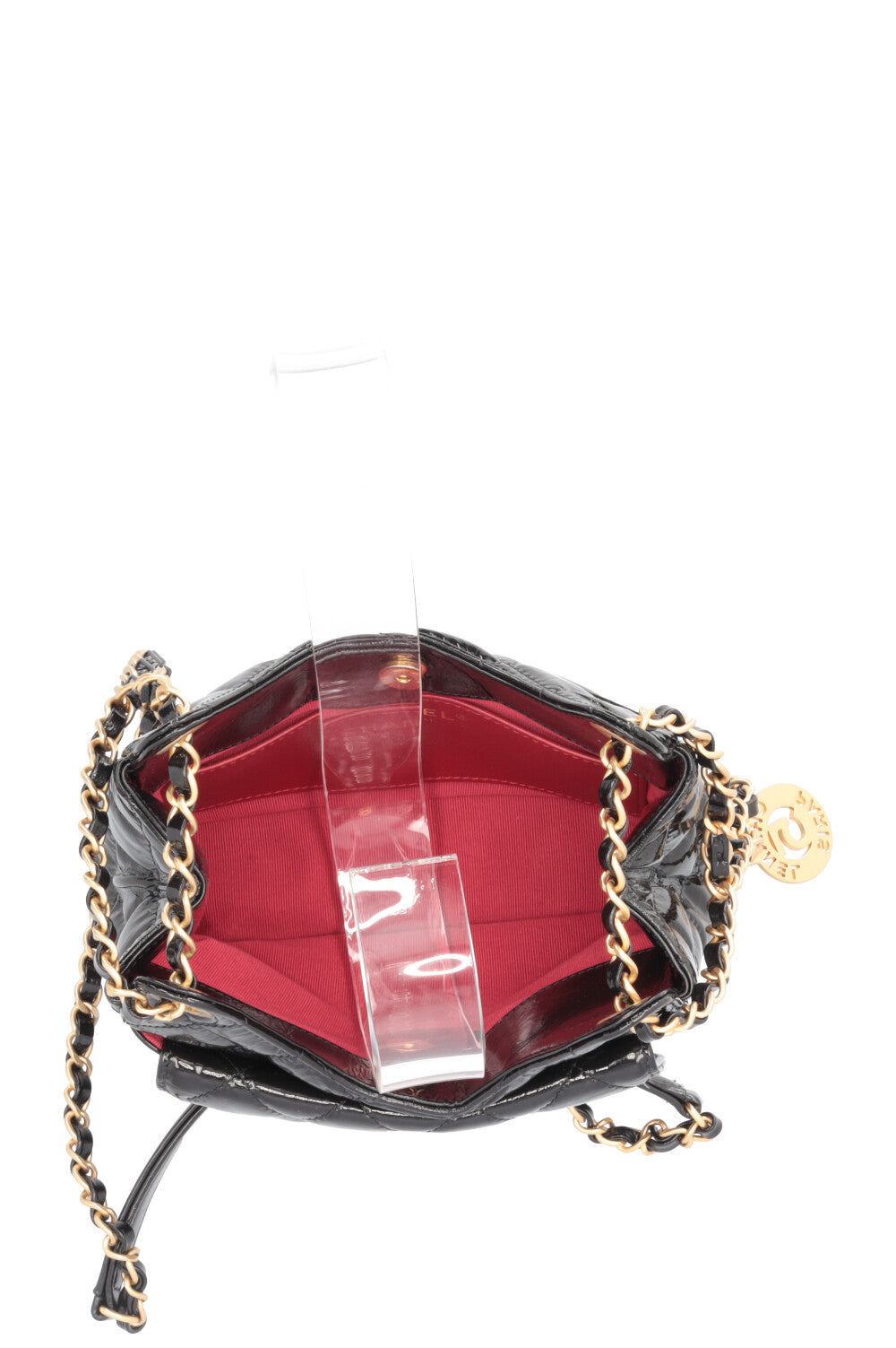 CHANEL Hobo Crossbody Bag Patent Black