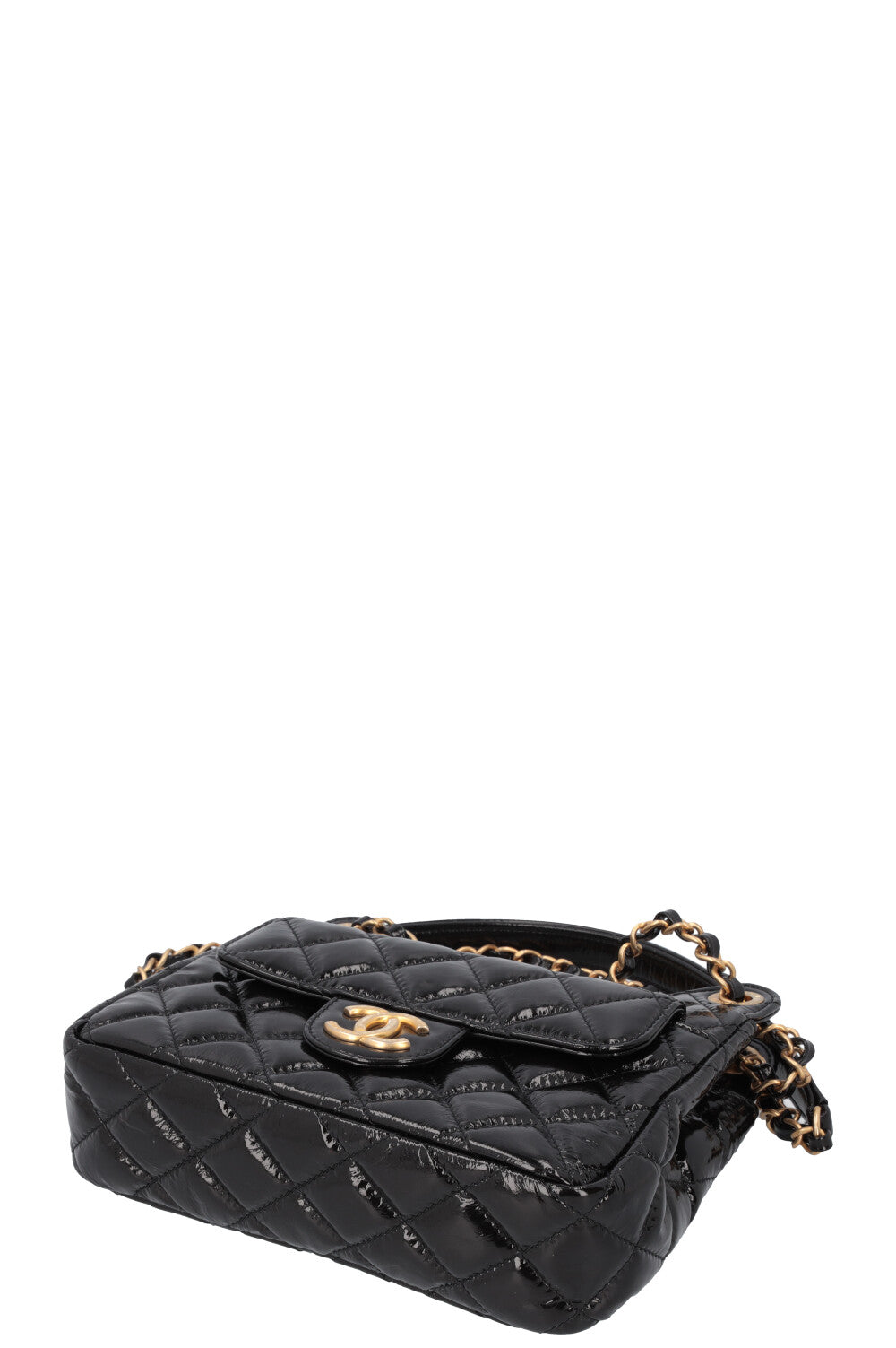 CHANEL Hobo Crossbody Bag Patent Black – REAWAKE - Main Image