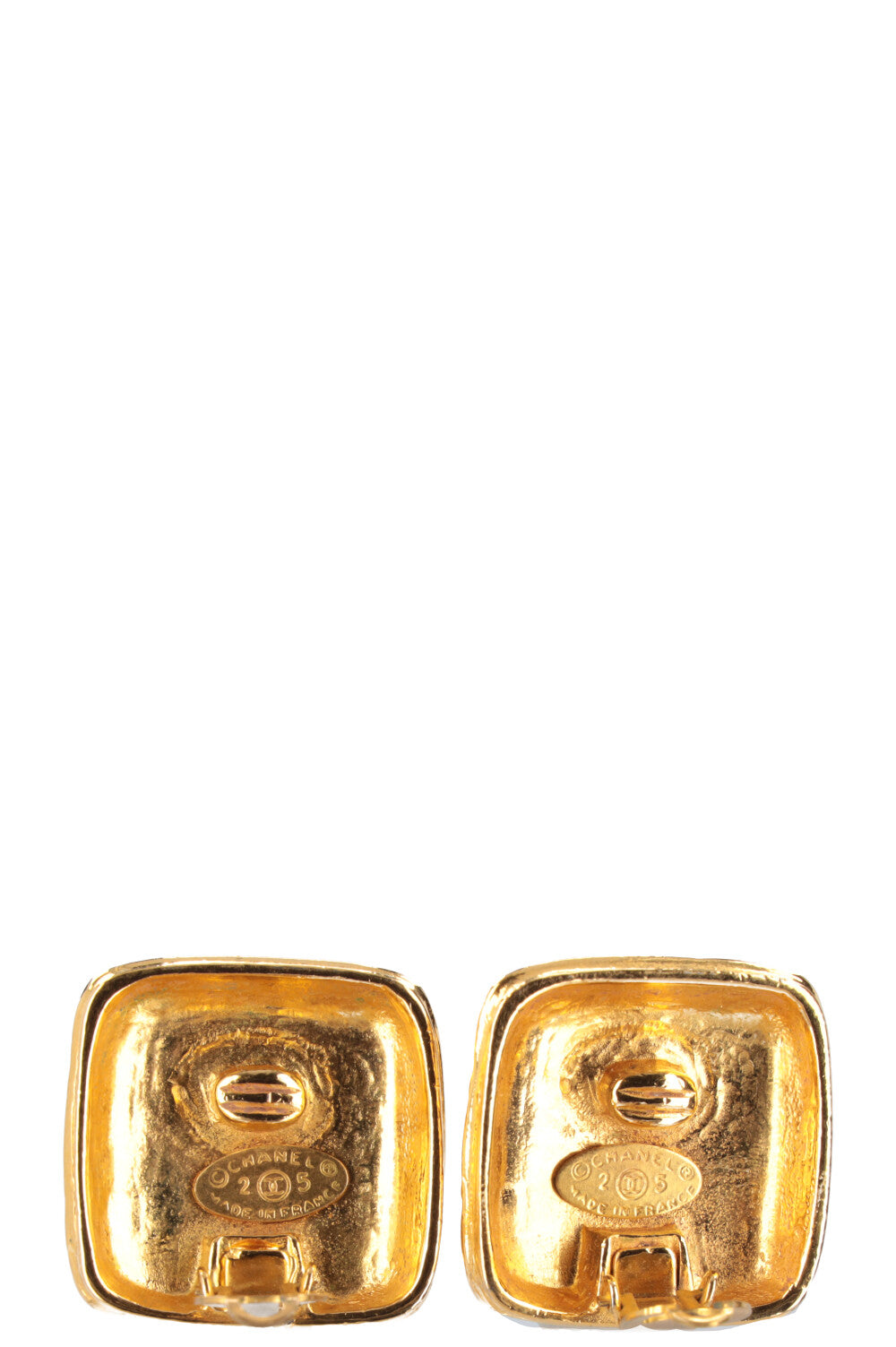 CHANEL Clip Earrings Quilted Gold