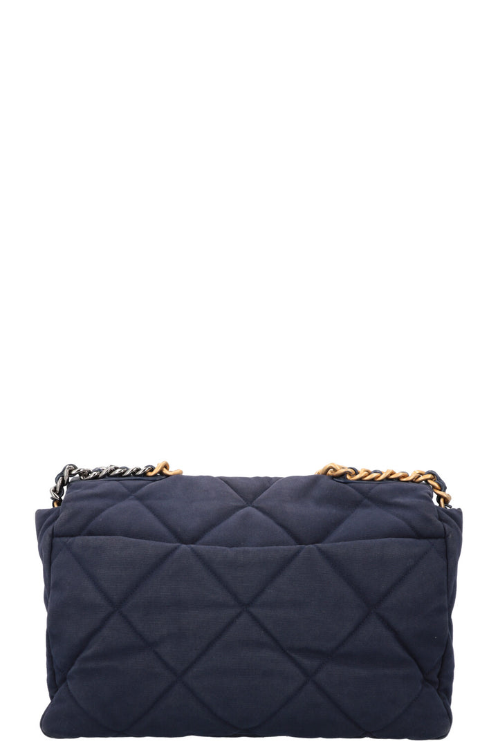 CHANEL 19 Maxi Flap Bag Canvas Blue