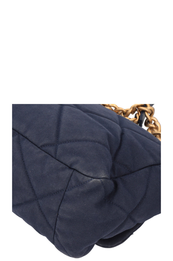 CHANEL 19 Maxi Flap Bag Canvas Blue