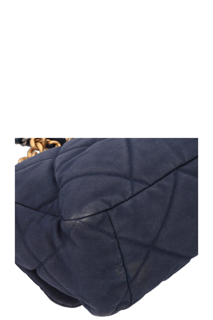 CHANEL 19 Maxi Flap Bag Canvas Blue