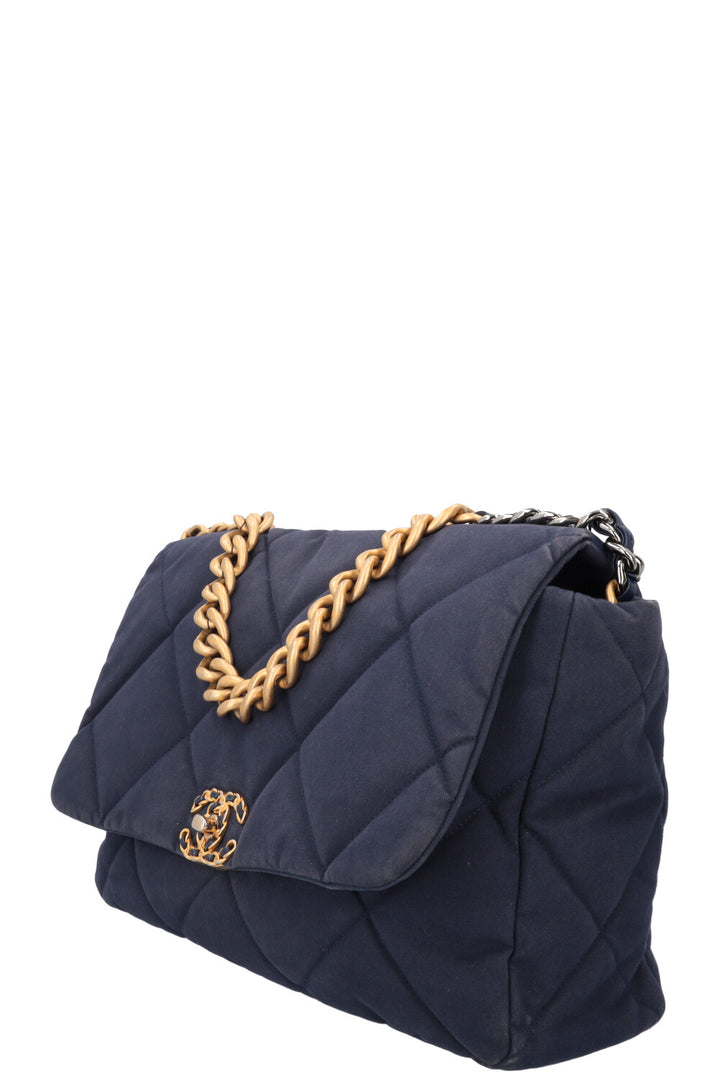 CHANEL 19 Maxi Flap Bag Canvas Blue