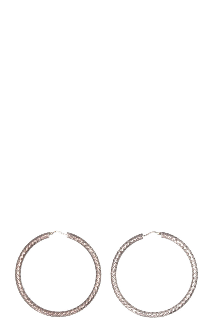 BOTTEGA VENETA Intrecciato Hoop Earrings Metal Silver
