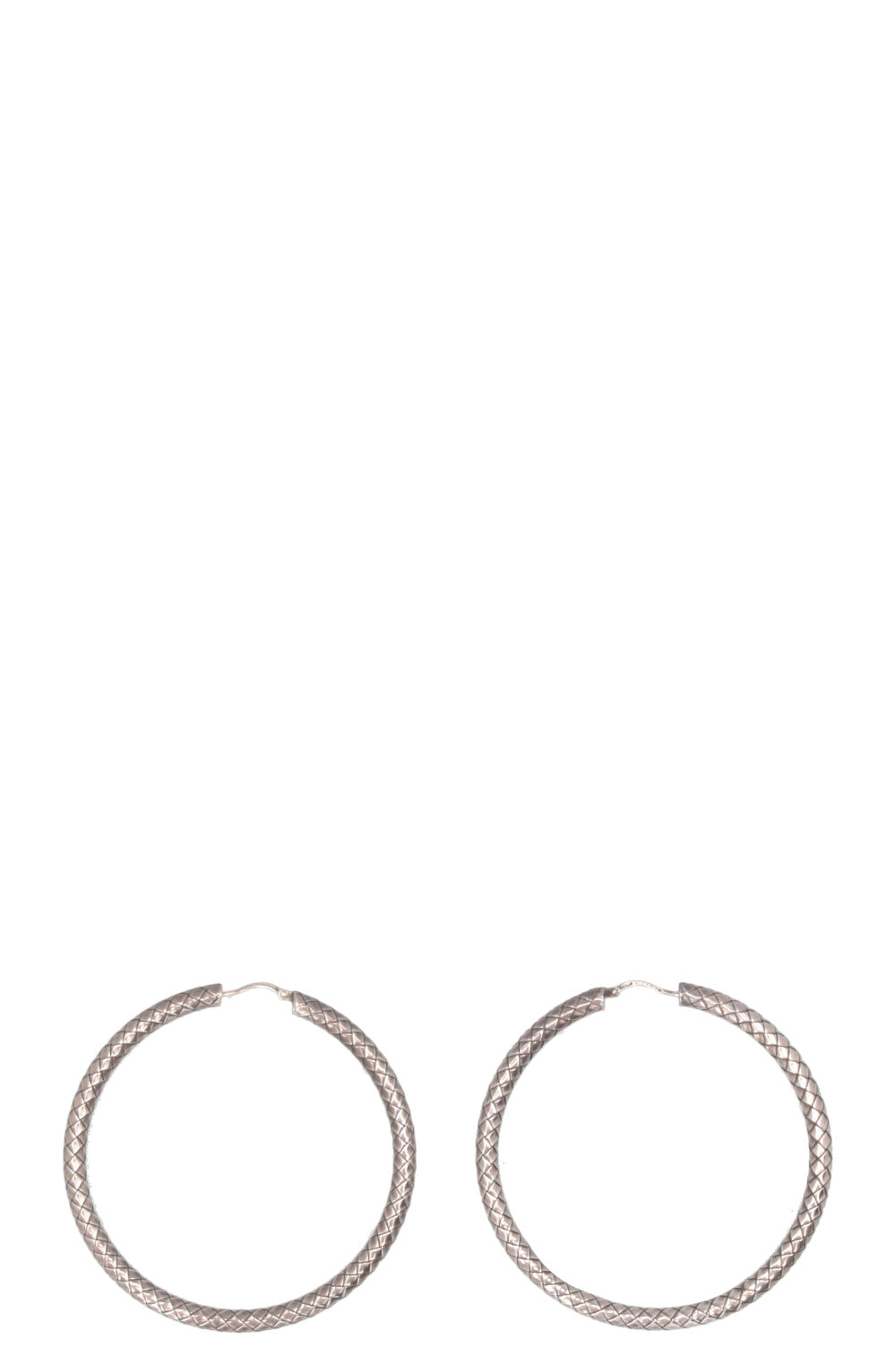 BOTTEGA VENETA Intrecciato Hoop Earrings Metal Silver