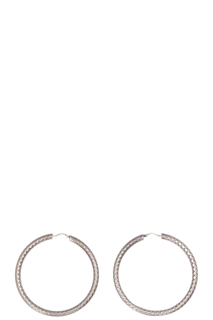 BOTTEGA VENETA Intrecciato Hoop Earrings Metal Silver
