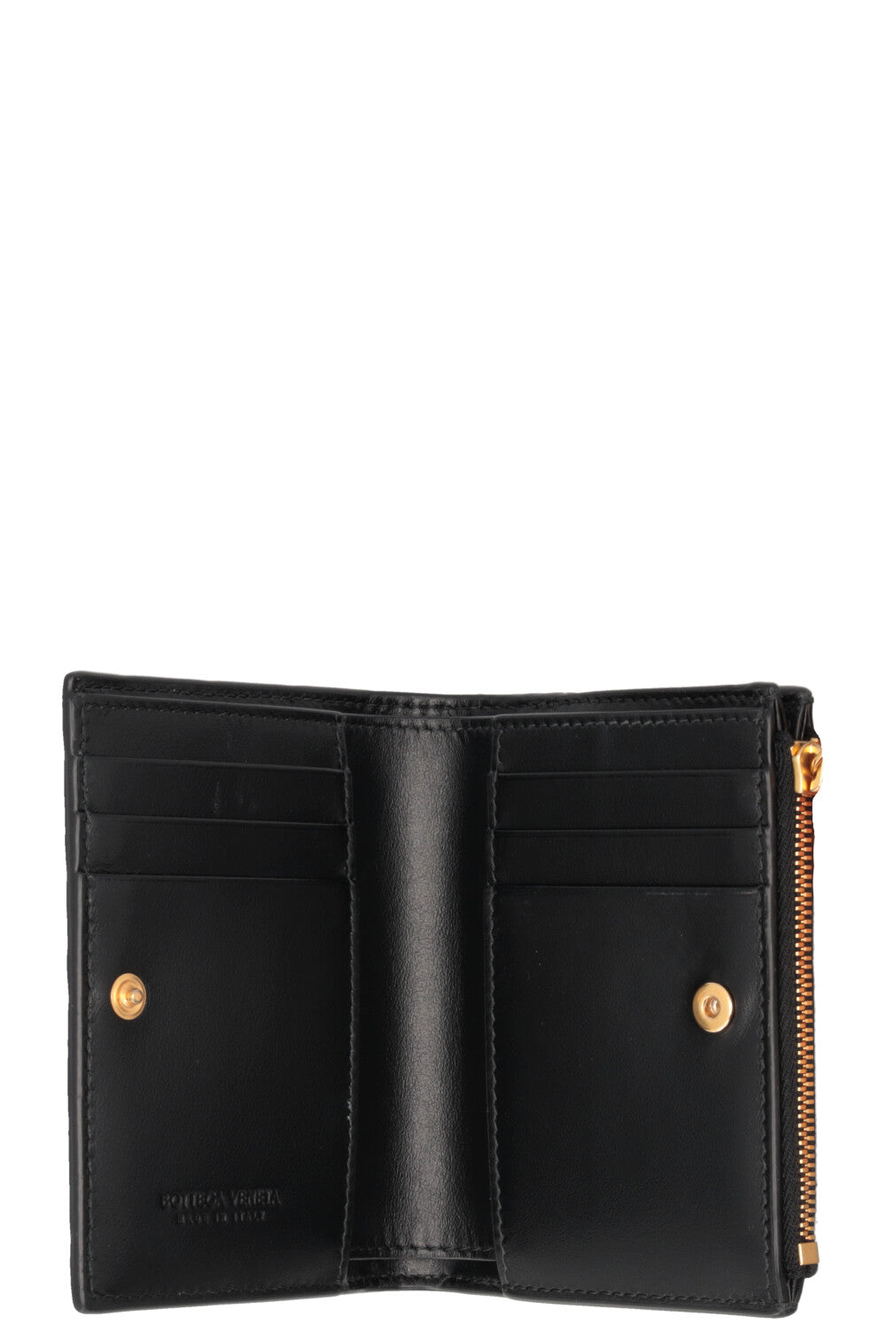 BOTTEGA VENETA Intrecciato Small Bi-Fold Wallet Leather Black