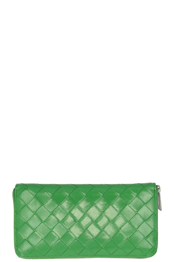 BOTTEGA VENETA Intrecciato Zip Around Long Wallet Leather Parakeet
