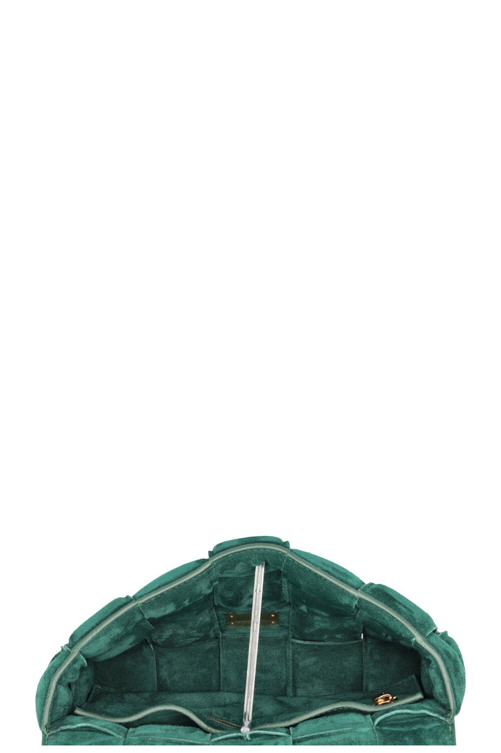 BOTTEGA VENETA Padded Chain Cassette Bag Suede Dark Green