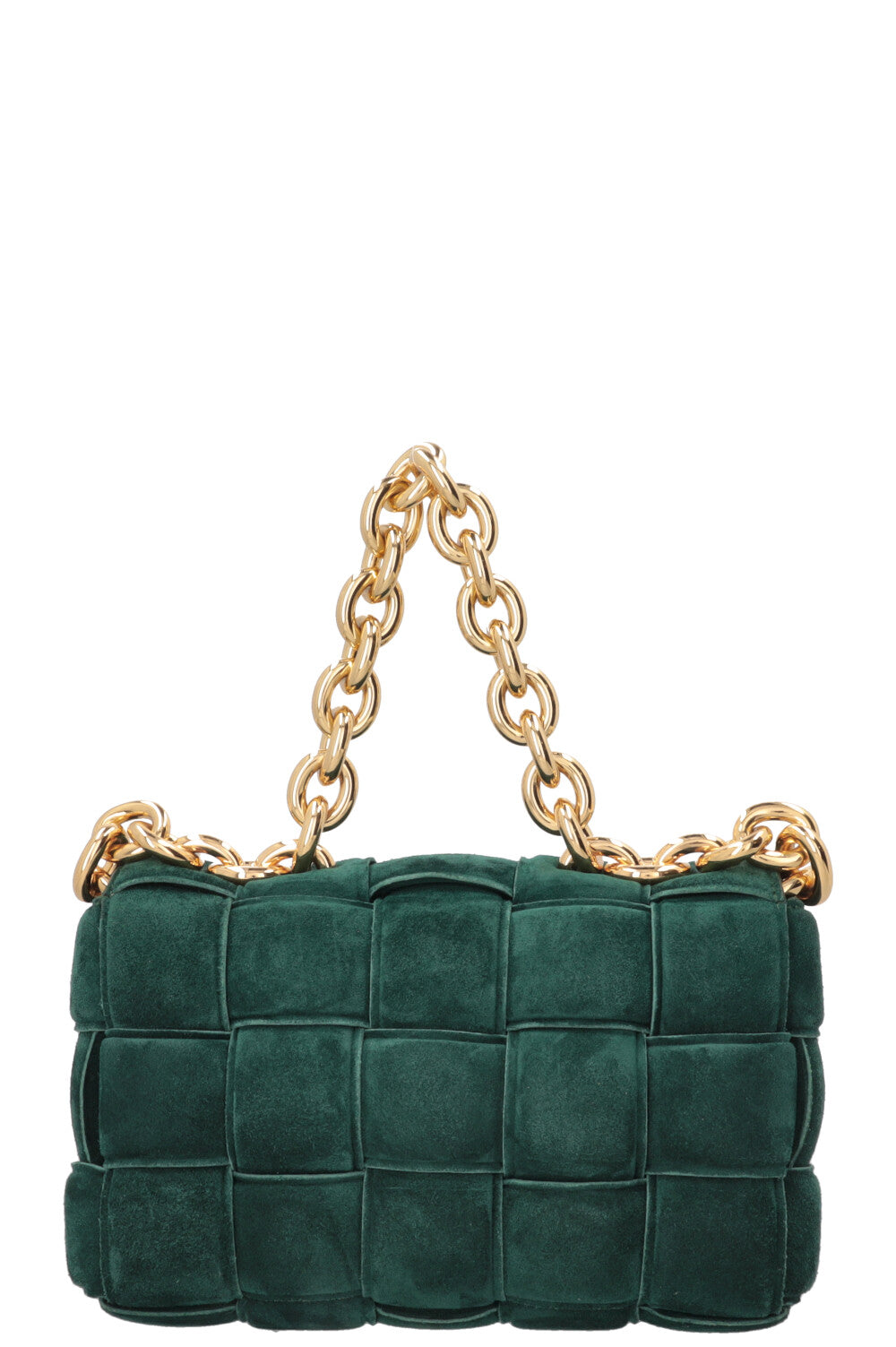 BOTTEGA VENETA Padded Chain Cassette Bag Suede Dark Green