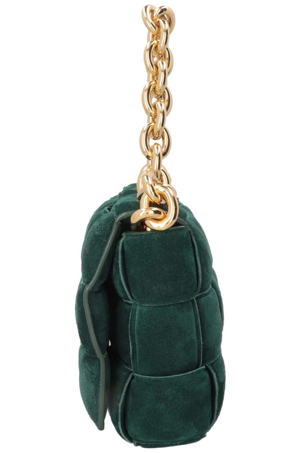 BOTTEGA VENETA Padded Chain Cassette Bag Suede Dark Green