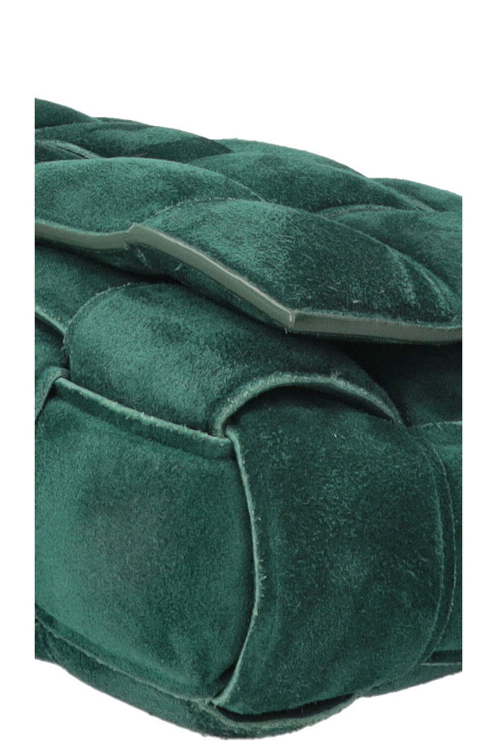 BOTTEGA VENETA Padded Chain Cassette Bag Suede Dark Green