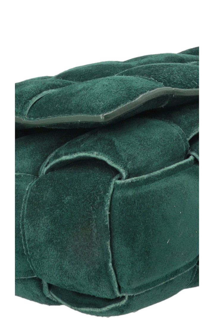 BOTTEGA VENETA Padded Chain Cassette Bag Suede Dark Green