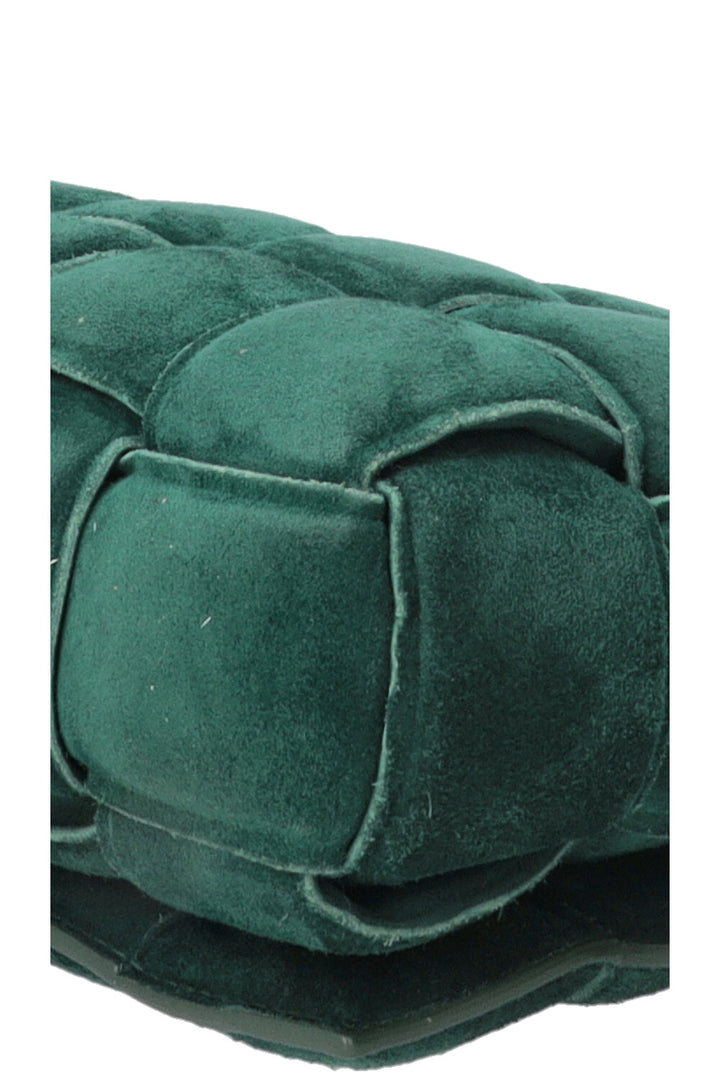 BOTTEGA VENETA Padded Chain Cassette Bag Suede Dark Green