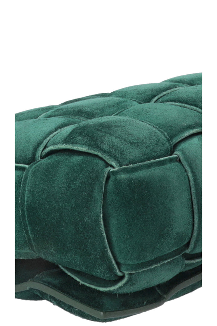 BOTTEGA VENETA Padded Chain Cassette Bag Suede Dark Green