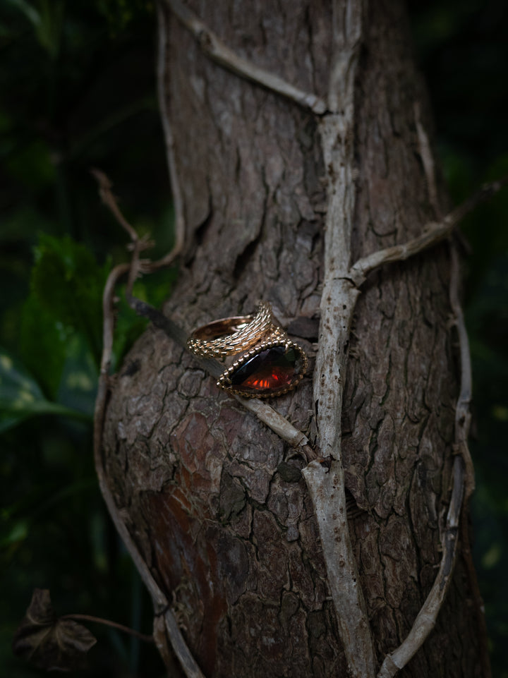 BOUCHERON Serpent Bohème Ring L Motif Rhodolite Rosegold