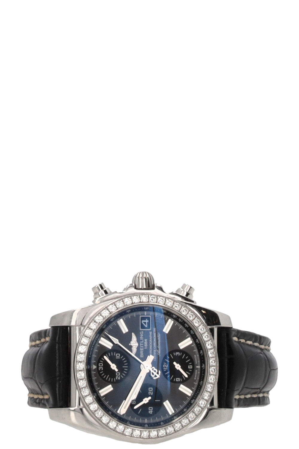 BREITLING Chronomat 38 Cuir de crocodile Argent