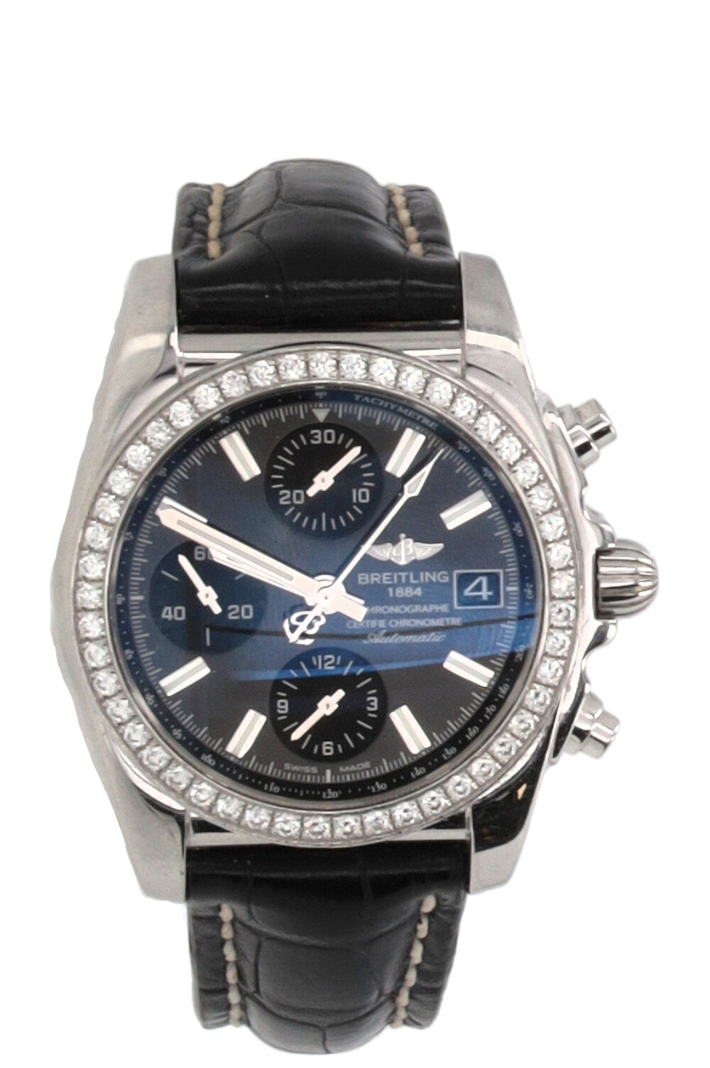 BREITLING Chronomat 38 Cuir de crocodile Argent