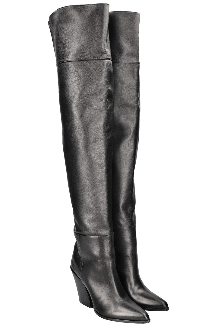 JIMMY CHOO Maceo 85 Overknee Boots Black Leather