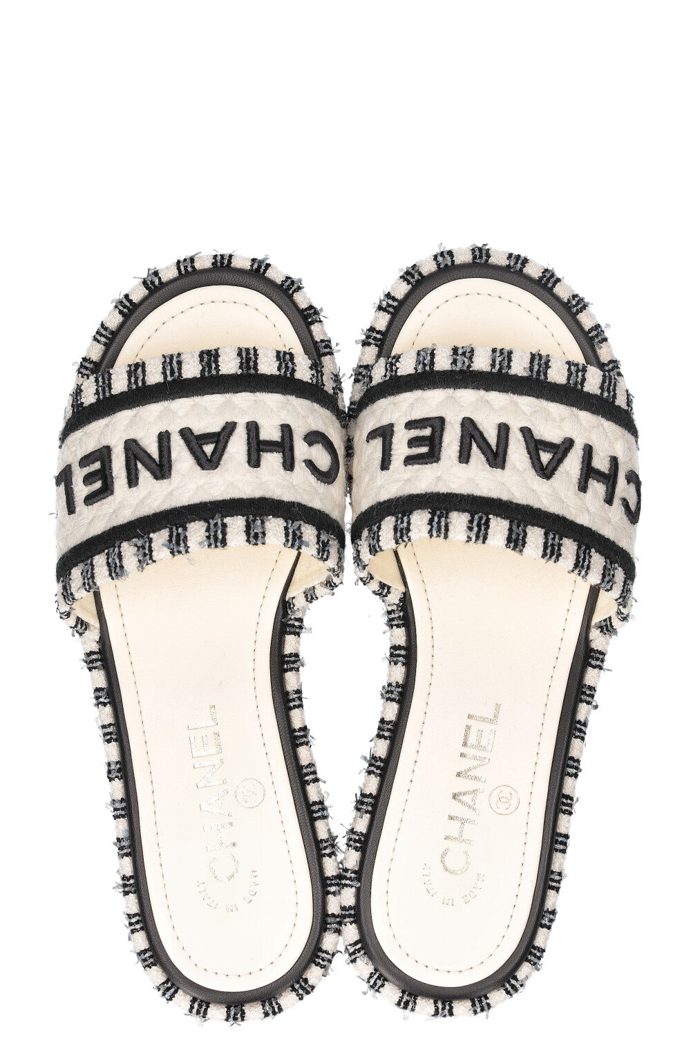 CHANEL Flats White Black