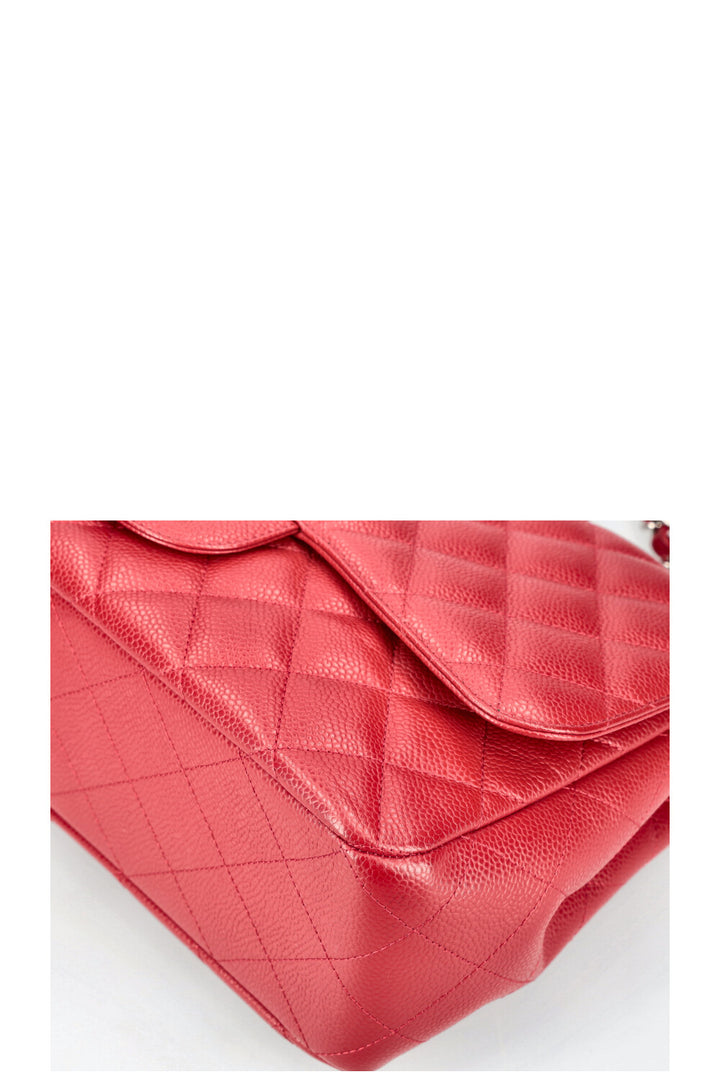 CHANEL Single Flap Bag Large Caviar Red