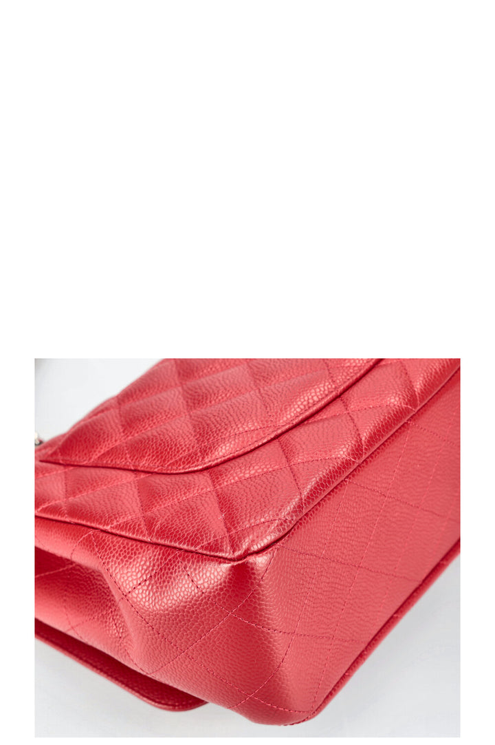 CHANEL Single Flap Bag Large Caviar Red