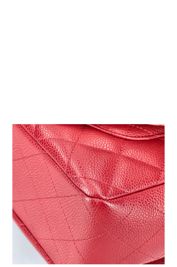 CHANEL Single Flap Bag Large Caviar Red