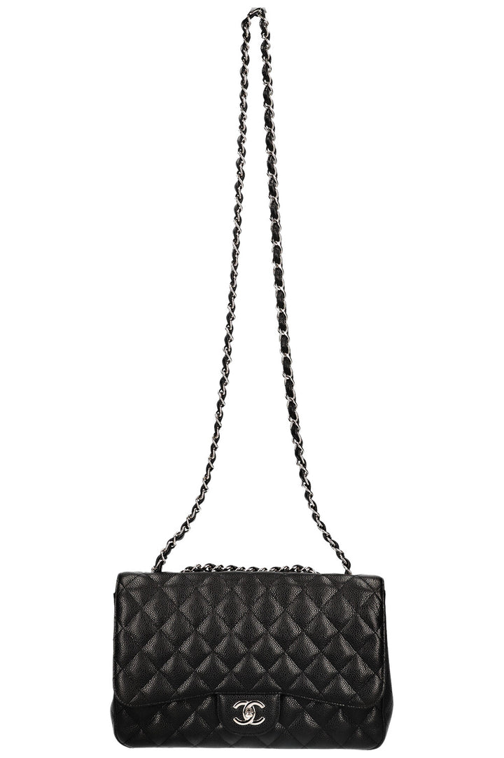 CHANEL Single Flap Bag Caviar Black Large