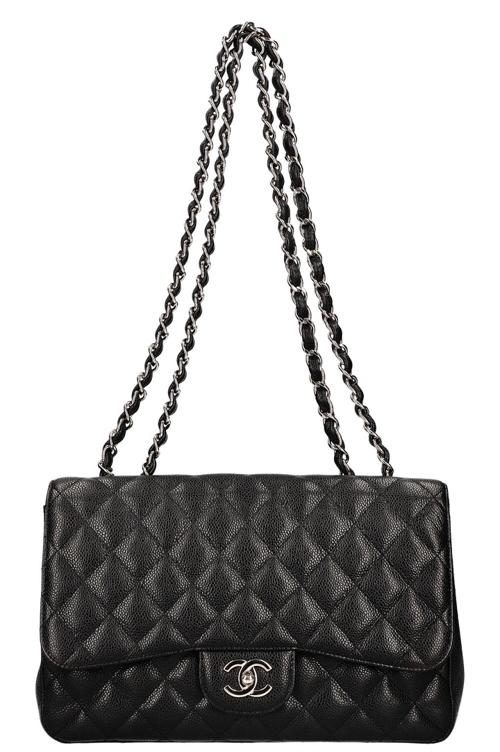 CHANEL Single Flap Bag Caviar Black Large