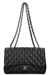 CHANEL Single Flap Bag Caviar Black Large