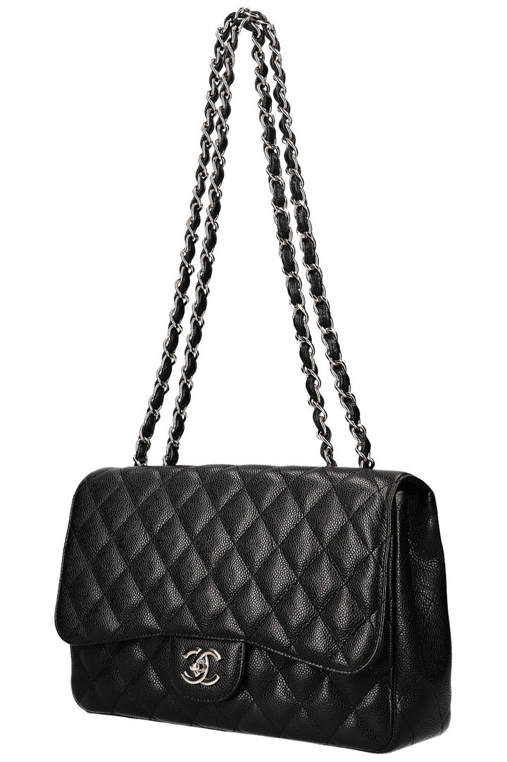 CHANEL Single Flap Bag Caviar Black Large