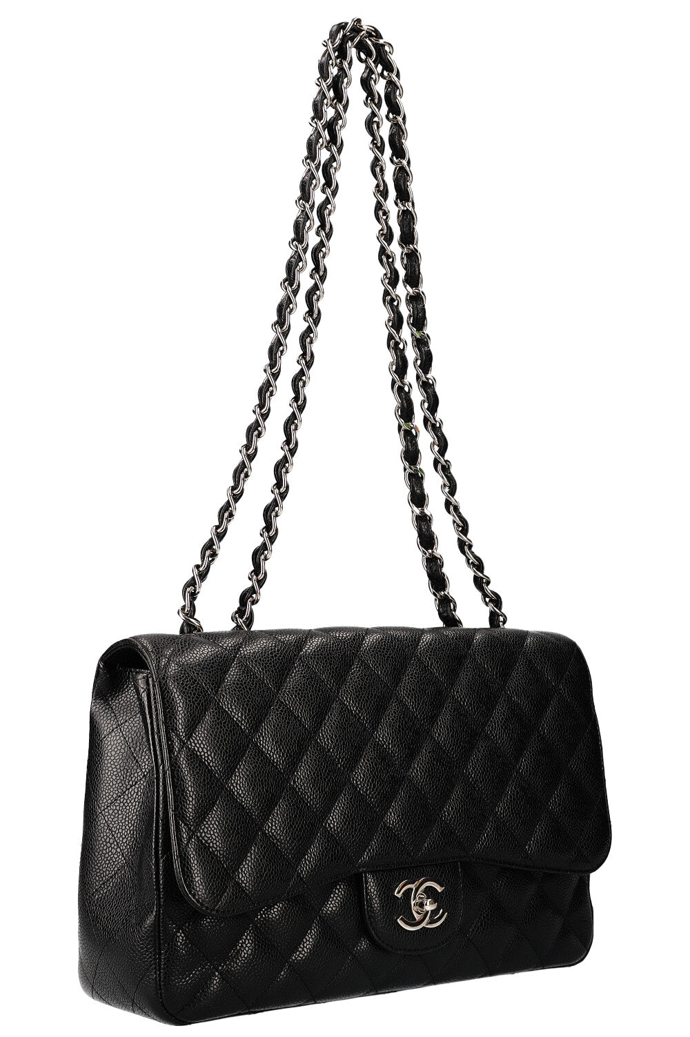 CHANEL Single Flap Bag Caviar Black Large