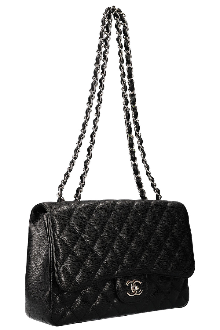 CHANEL Single Flap Bag Caviar Black Large