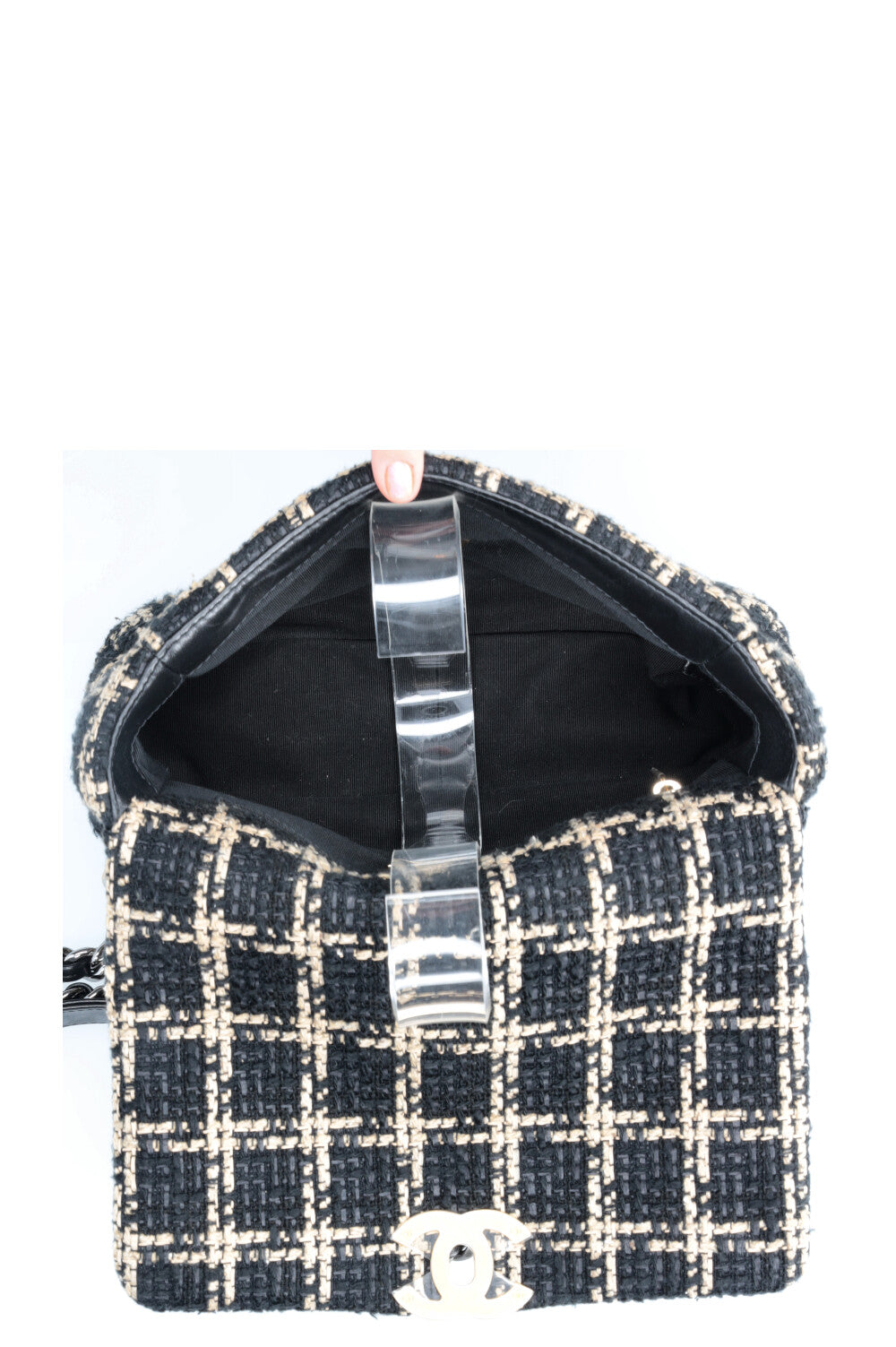 CHANEL 19 Medium Flap Bag Tweed Black & Beige