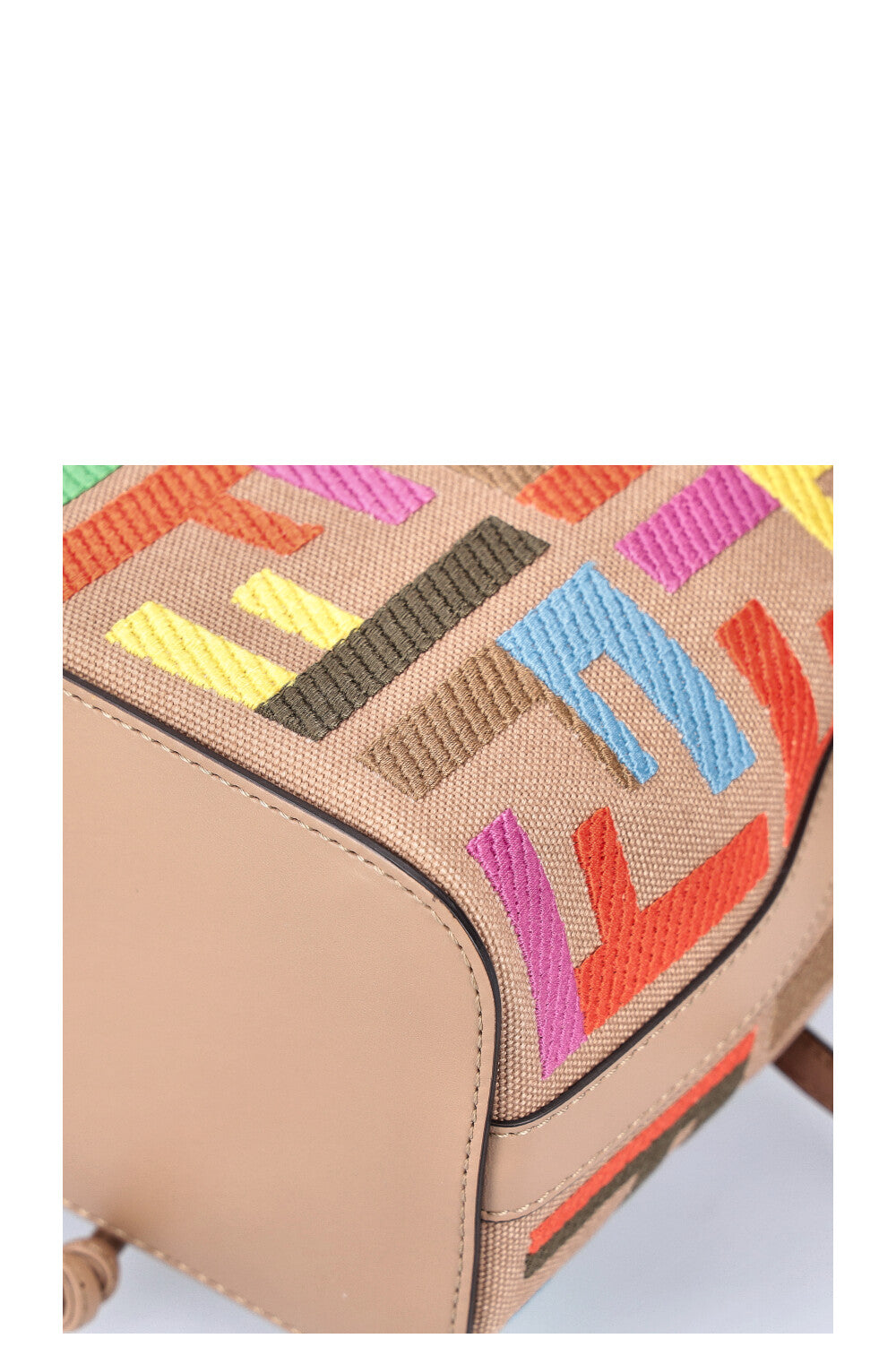 FENDI Mon Tresor Bucket Bag Canvas FF Embroidery Multicolor