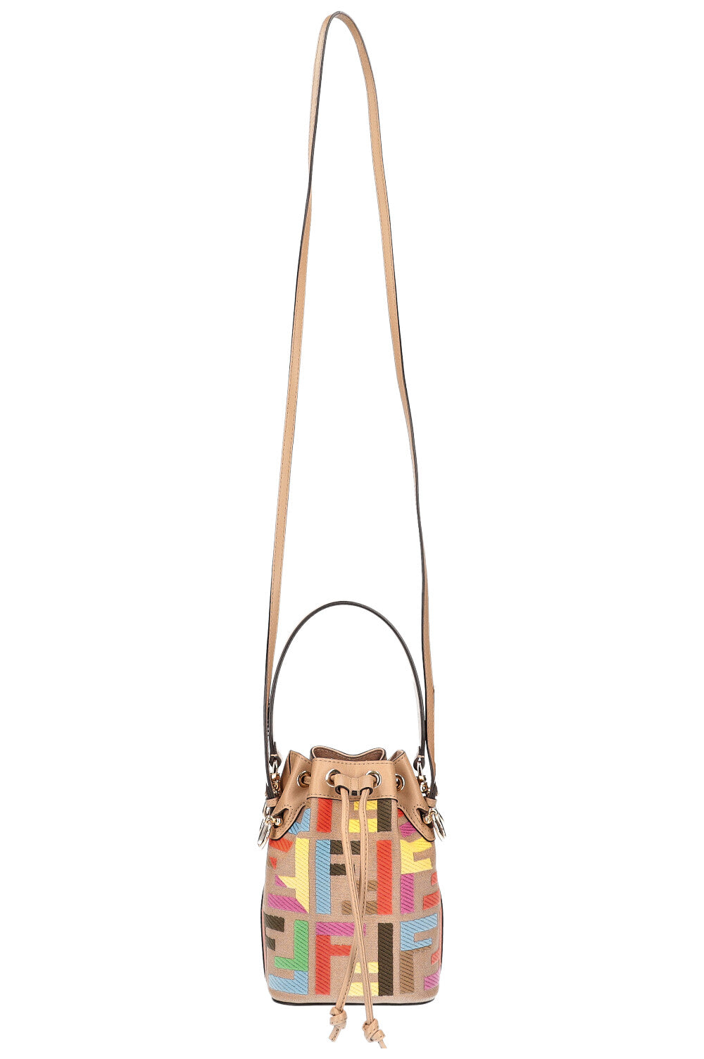 FENDI Mon Tresor Bucket Bag Canvas FF Embroidery Multicolor