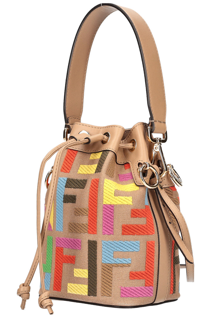 FENDI Mon Tresor Bucket Bag Canvas FF Embroidery Multicolor