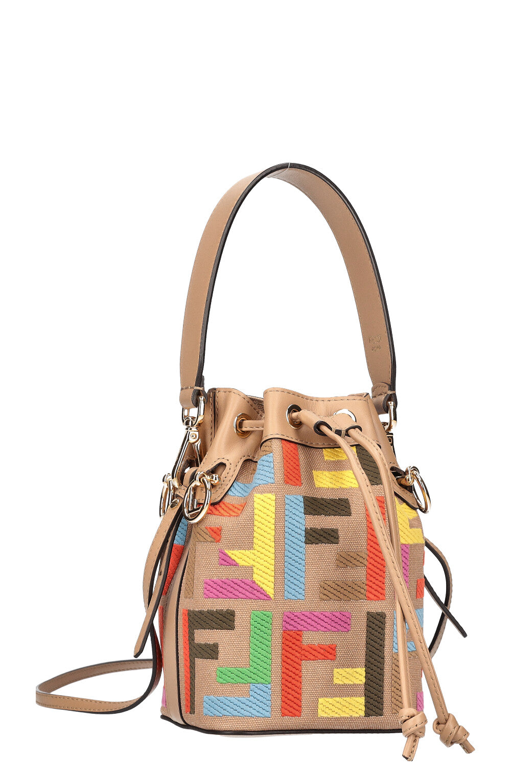 FENDI Mon Tresor Bucket Bag Canvas FF Embroidery Multicolor