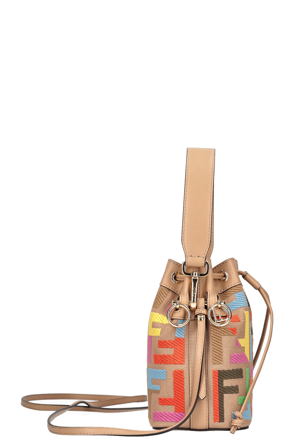 FENDI Mon Tresor Bucket Bag Canvas FF Embroidery Multicolor