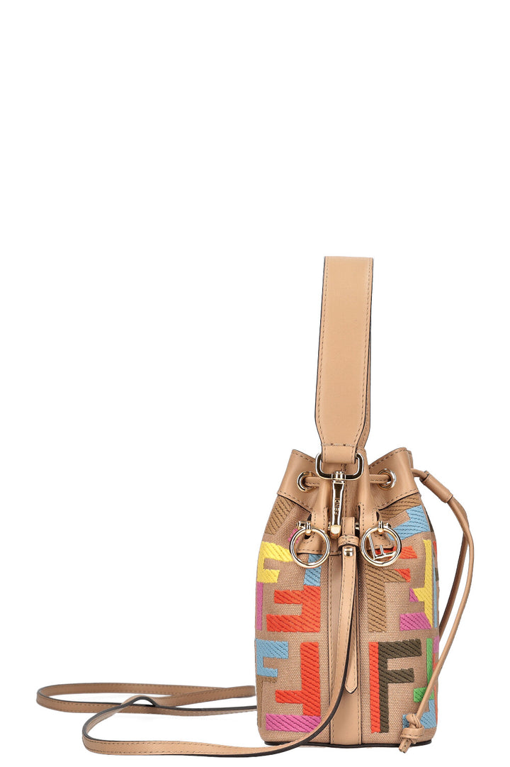 FENDI Mon Tresor Bucket Bag Canvas FF Embroidery Multicolor