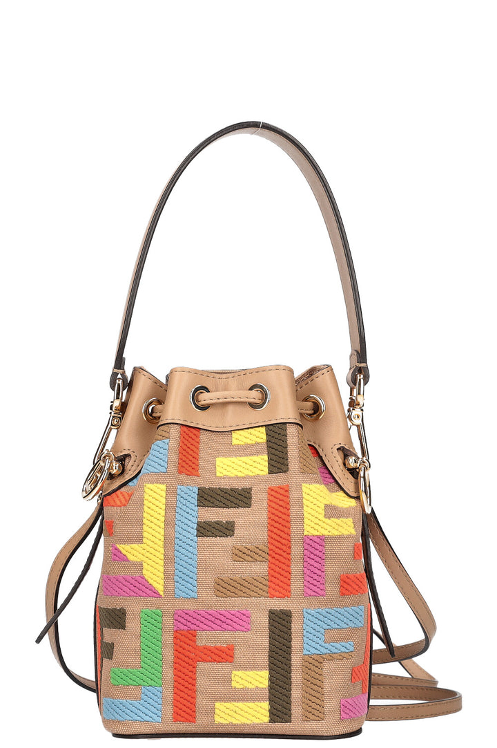 FENDI Mon Tresor Bucket Bag Canvas FF Embroidery Multicolor