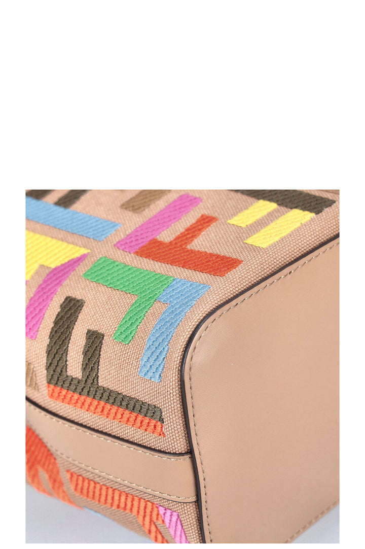 FENDI Mon Tresor Bucket Bag Canvas FF Embroidery Multicolor