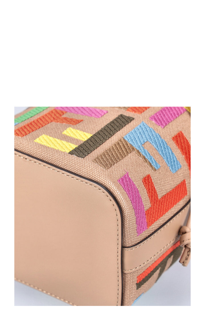 FENDI Mon Tresor Bucket Bag Canvas FF Embroidery Multicolor