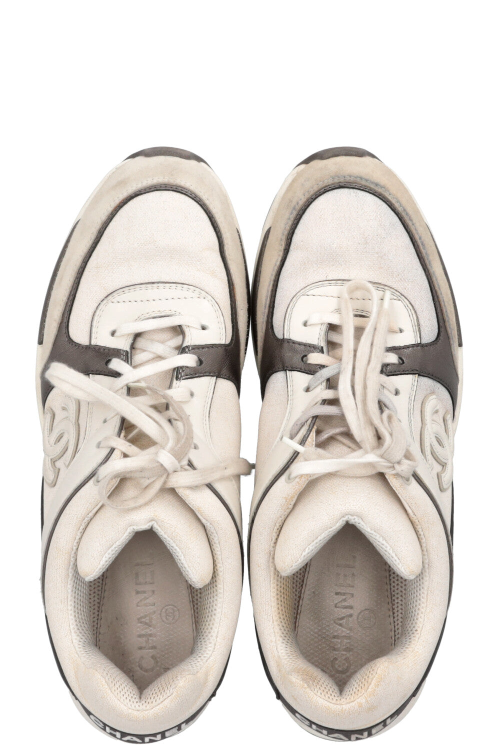 CHANEL CC Sneakers Grey White