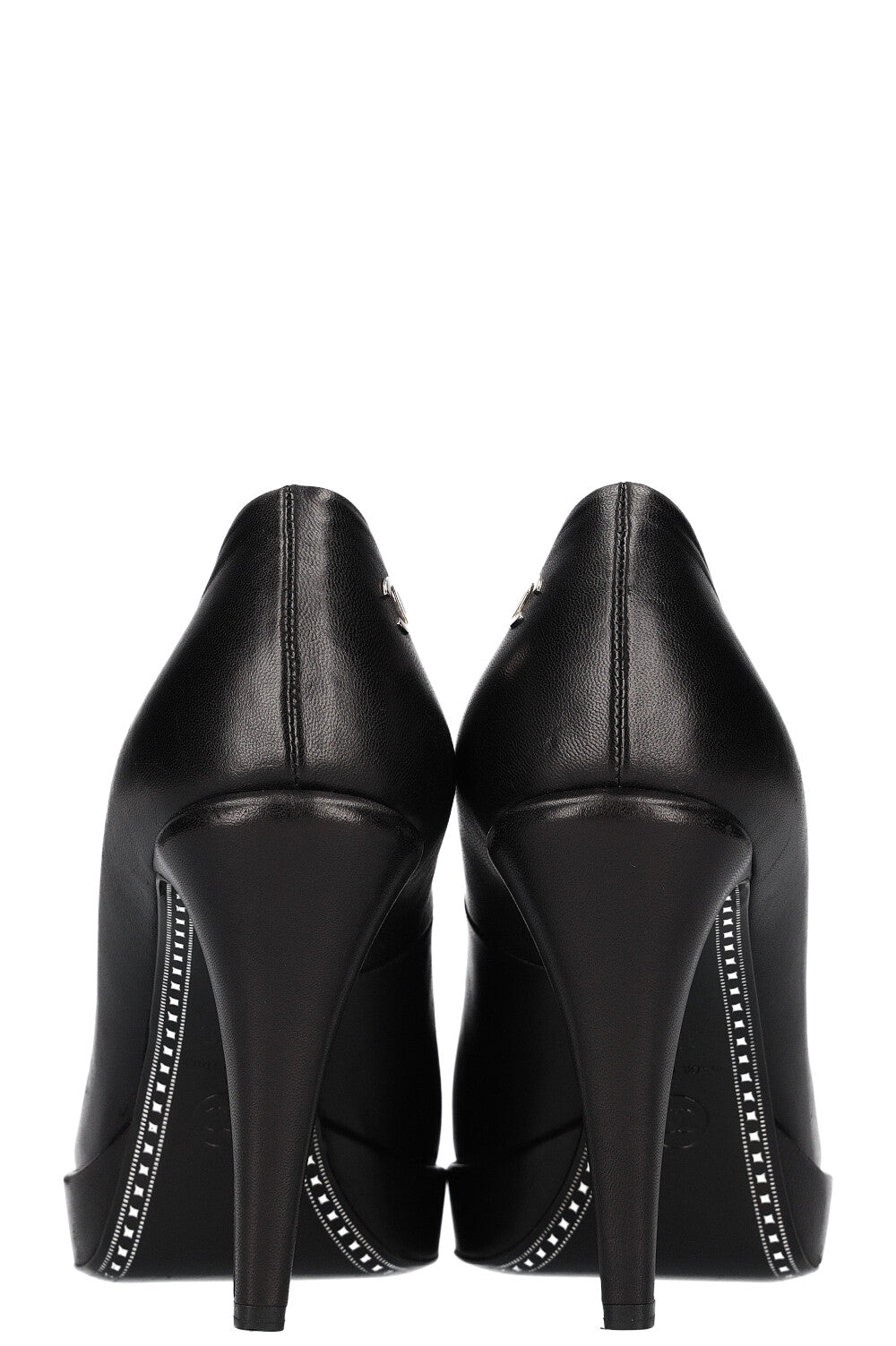 CHANEL Patent Cap Toe Heels Black