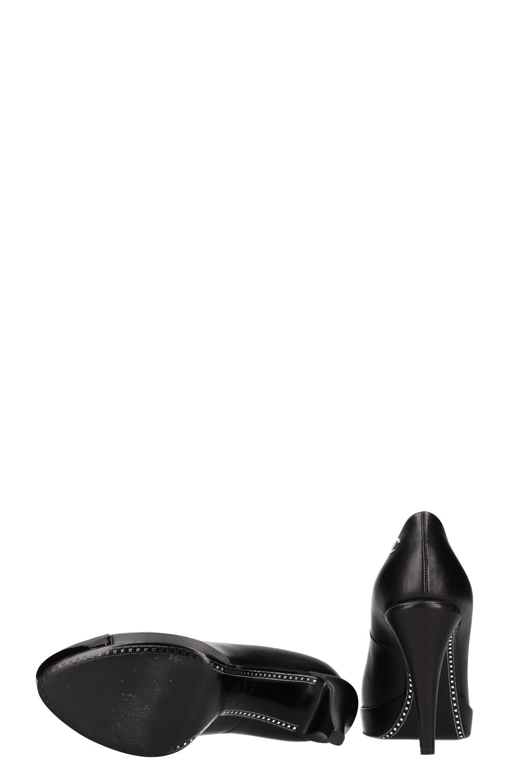 CHANEL Patent Cap Toe Heels Black