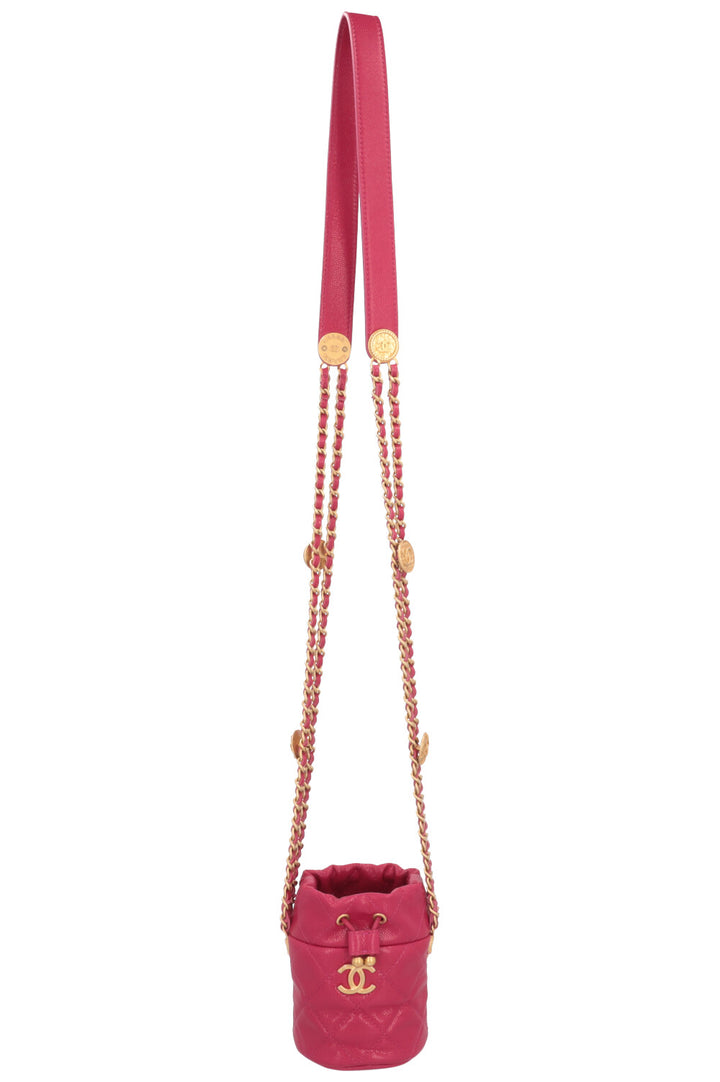 CHANEL Mini Bucket Drawstring Bag Pink