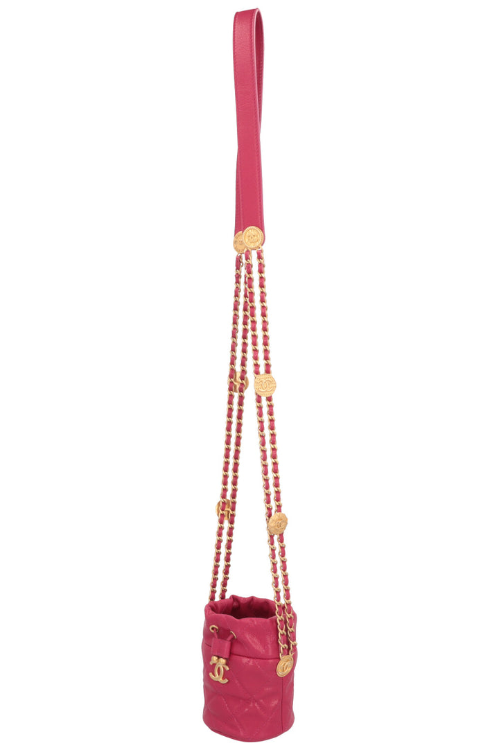 CHANEL Mini Bucket Drawstring Bag Pink