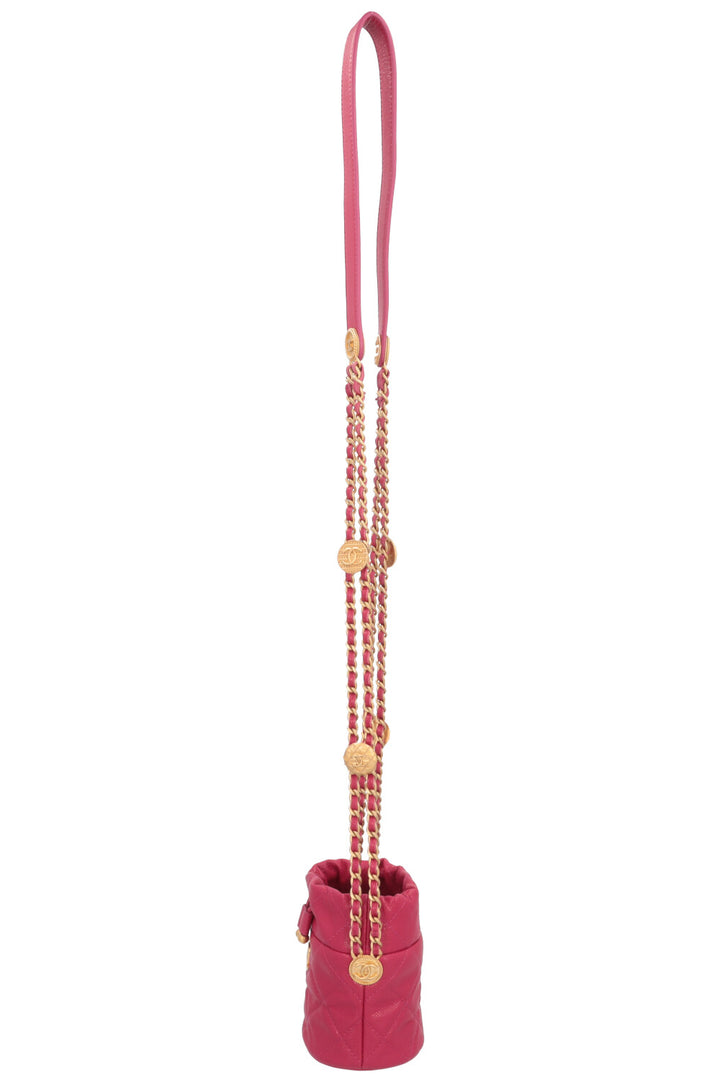 CHANEL Mini Bucket Drawstring Bag Pink